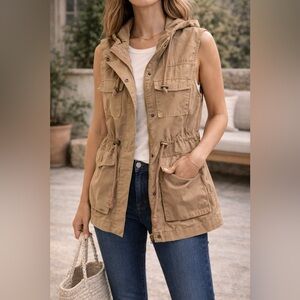 Love Tree Khaki Hooded Vest